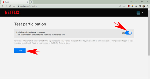 Netflixలో పరీక్ష భాగస్వామ్యాన్ని ఎంచుకోవడం
